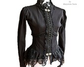 Blouse victorian mourning, steampunk noir, size S - M, black, Somnia Romantica by Marjolein Turin