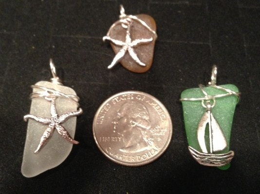 Wire Wrapped Beach Glass Pendant