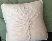 Tree of Life hand knit 16 x 16 pillow cover