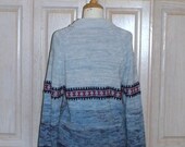SALE Vintage Ski Sweater, Womens XL Sweater, Blue Snow Bunny Sweater, Slouchy 1980s Sweater