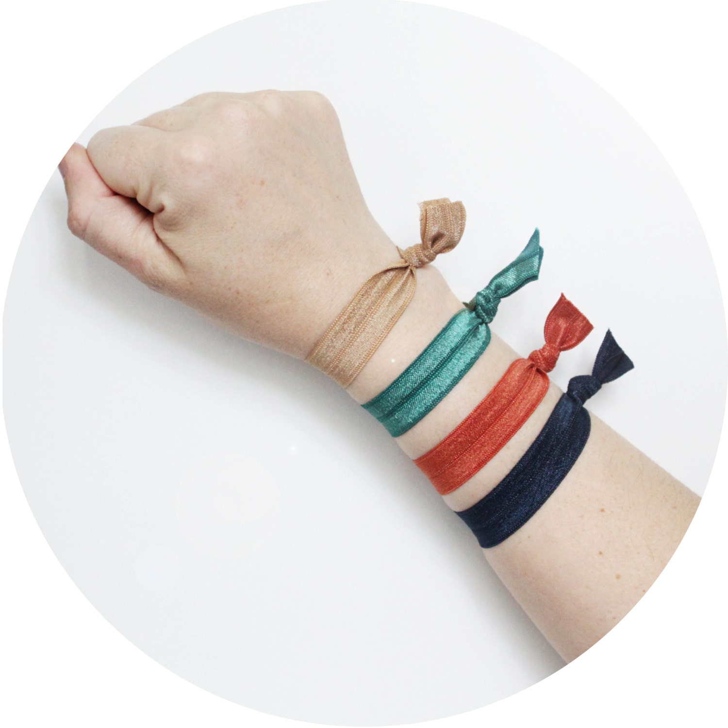 Elastic Hair Ties No Crease - Earth Tones 4ct