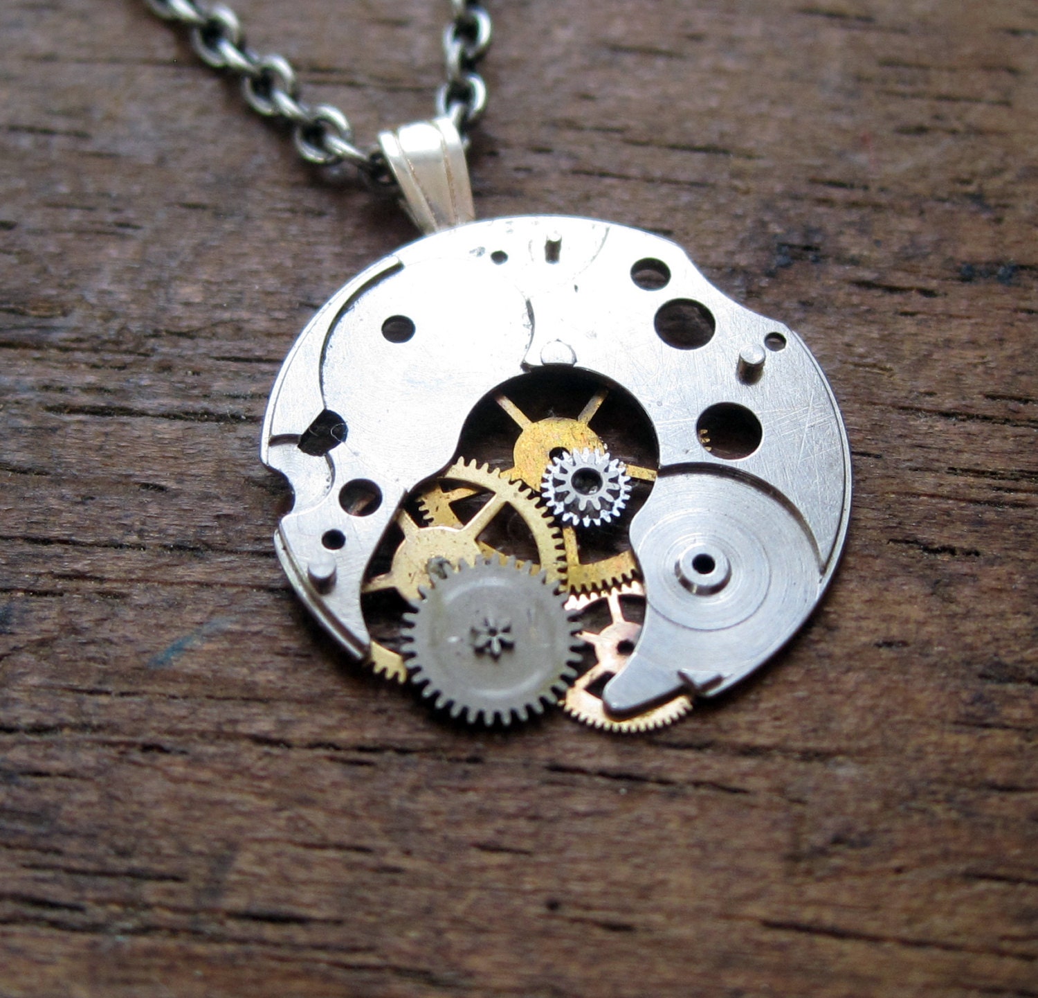 Clockwork Pendant "Planetoid" Recycled Mechanical Watch Gears and Intricate Sculpture Wearable Art Not Quite Steampunk Assembly Necklace