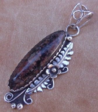 Jasper and Silver Leaf Pendant
