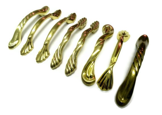 8 NEW Polished Brass Pulls