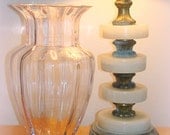 Vintage Clear Pink Glass Vase.  Urn Shaped.  Tall and Fluted.
