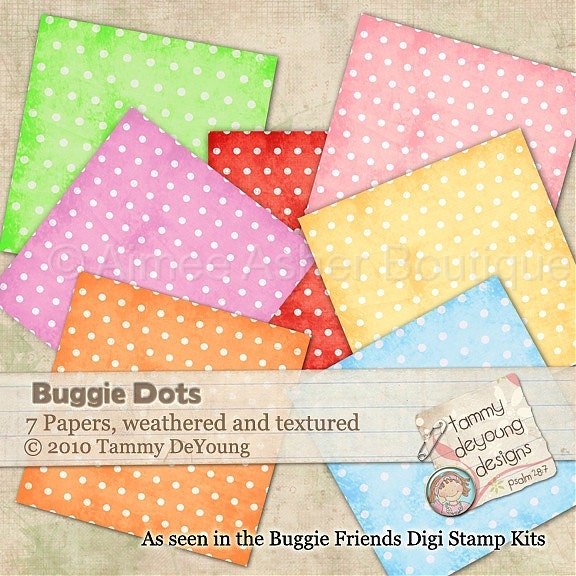 Digital Papers Spring Summer polka dot brights, textured shabby grunge for cards, invitations, scrapbooks, party supplies