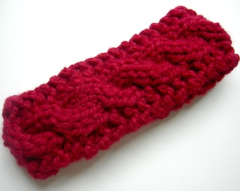 Chunky Knit Headband, Red Cranberry, Ear Warmer, City Style
