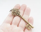 Secret Room Key - Antiqued Brass Vintage Style Skeleton Key Zipper Pull Charm - ZP03