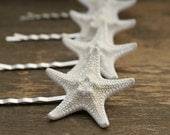 BEACH WEDDING Hair Accessories, White Starfish Hair Pins by Cheydrea
