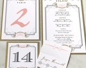 Art Deco Love - Menu Cards, Table Numbers, Tented Place Cards - Purchase to Start the Ordering Process