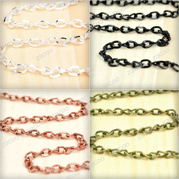 12metres 39 feet Silver/Gold/Black Curb Chains Strong Metal Chains Necklace Chains 5x3.3x0.9mm (3xCH0123)