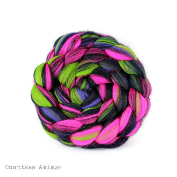 Northern Lights - merino  - alpaca - tussah silk  - bamboo - 100 grams  - custom blend - fibre spinning combed top roving