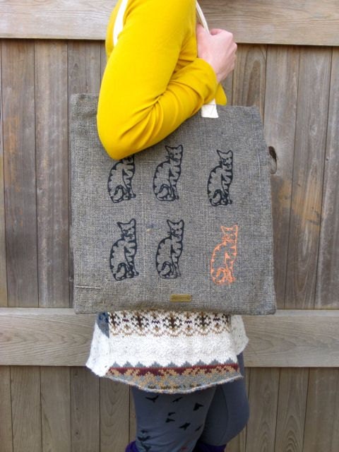 here kitty kitty Tote, Cat Bag, Cat Tote, Gift for a Cat Lover, Crazy Cat Lady Bag