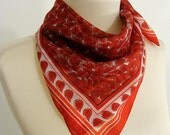 vintage Red Maple Oak LEAVES Square Neck Head Scarf 22"