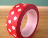 Red Polka Dot Washi Tape  - Red Washi Tape  -15mm x 10m - Valentine Washi Tape