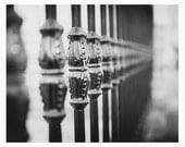 Abstract black and white fence fine art photography, 8x10 inch - street, architecture, shabby chich, vintage - Fence