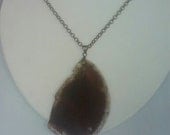 Brown Agate Pendant on Antique Brass Necklace