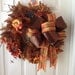 Fall Wreath, Autumn Wreath, Copper Pine with Fall Plaid Ribbon