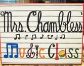 Music Teacher Classroom Name Painting- Wooden Plaque 12x16"