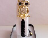 Trendy Night Owl Bracelet Rhinestone Macrame Bracelet Stacking Bracelet Charm Bracelet Adjustable length