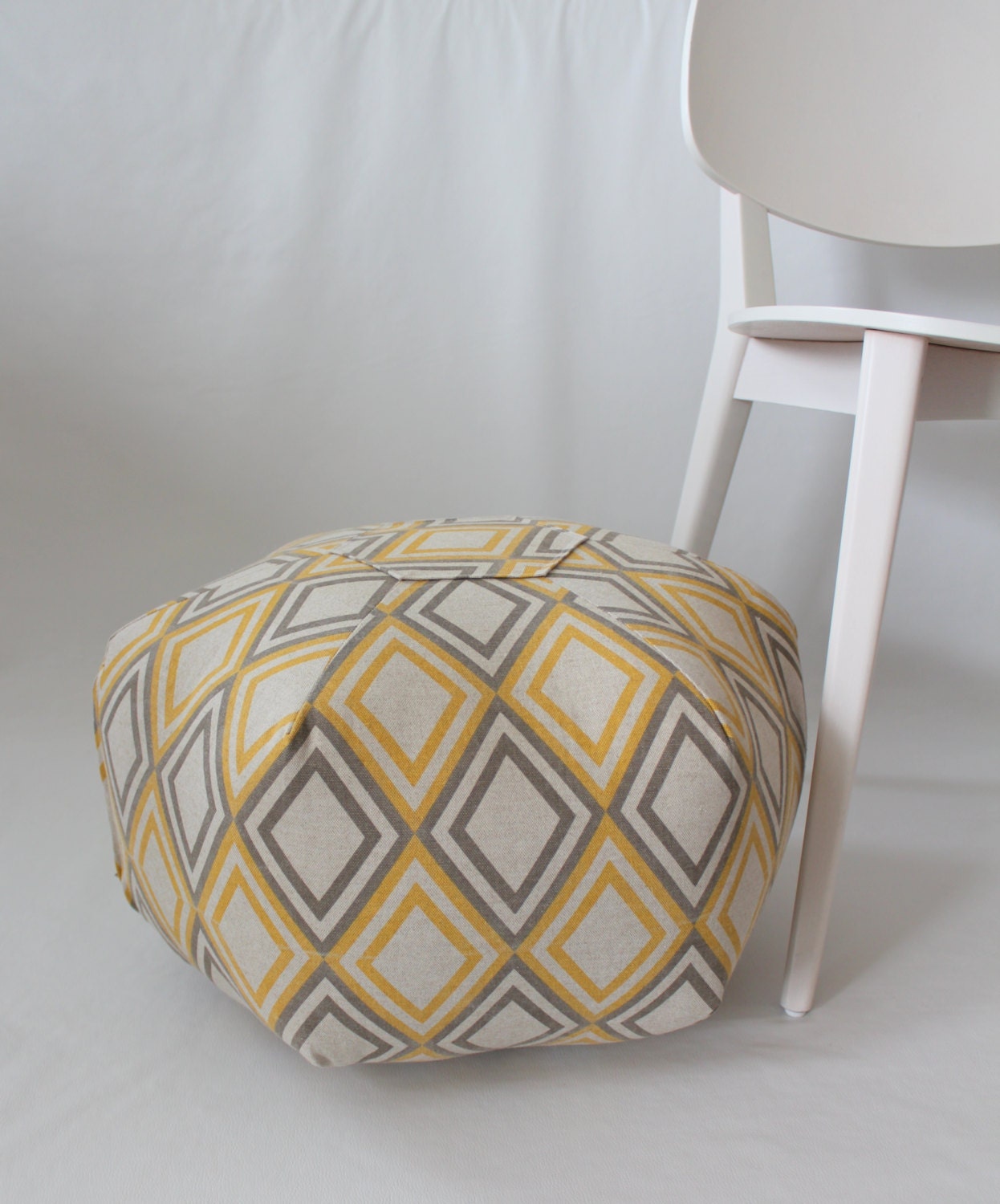 18" Ottoman Pouf Floor Pillow Yellow Annie