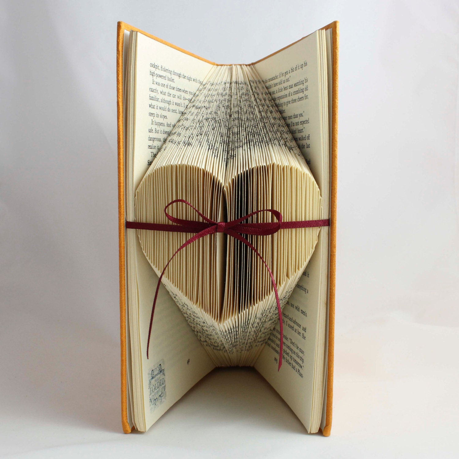 Folded Small Heart Upcycled Book Art Sculpture