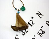 maritime driftwood sailboat necklace ...heart necklace...nautical jewelry...sailing jewelry...evil eye...sailing boat...all things coastal