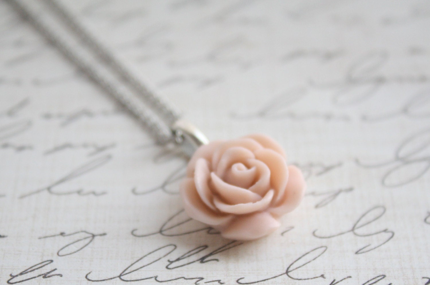 Pick your Rose Color - Antique Pink Rose Necklace - Blush Rose Necklace - Flower Necklace - Bridesmaid Necklace - Floral Necklace - GiGisPetals