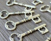 Wholesale Lot 10pcs Steampunk Victorian wholesale antique silver skeleton key pendant charm necklace Alice in Wonderland 103  jewelry