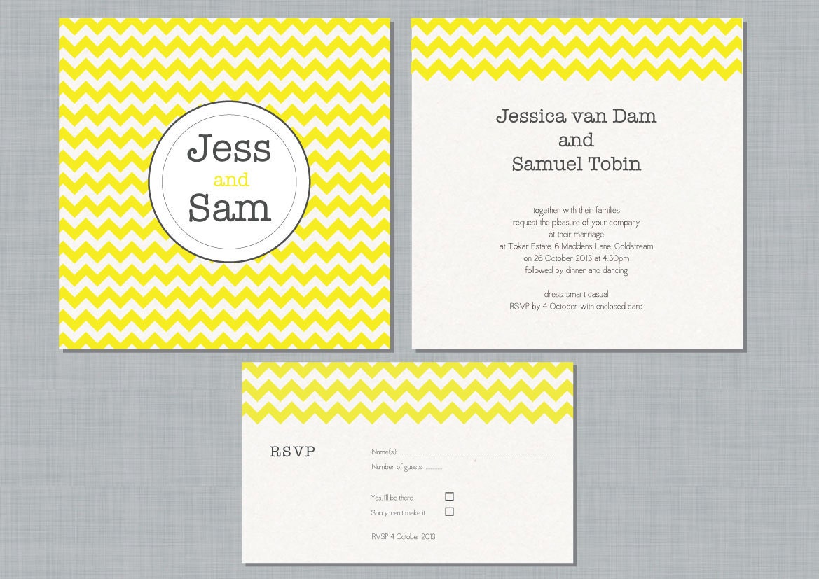 Printable Wedding Invitation Set - Chevron Delight