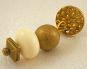 Brass and Polished Bone Stud Earrings.  Knockout.  Classic.