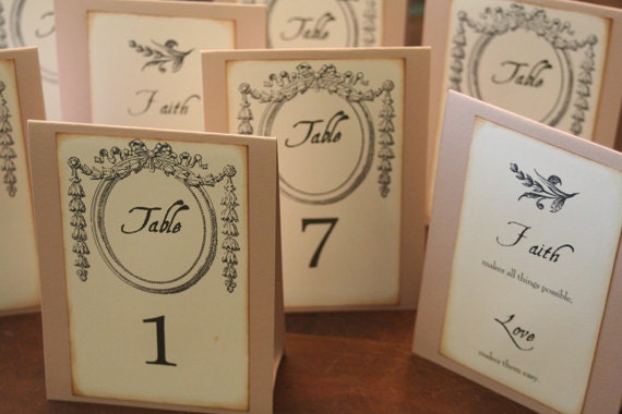 Wedding Table Numbers, Ornate Frame, French Wedding, Unique, Romantic, Christian, Tent Style Double-Sided