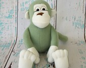 Ready To Ship - Green and Ivory Monkey  - FREE SHIPPING
