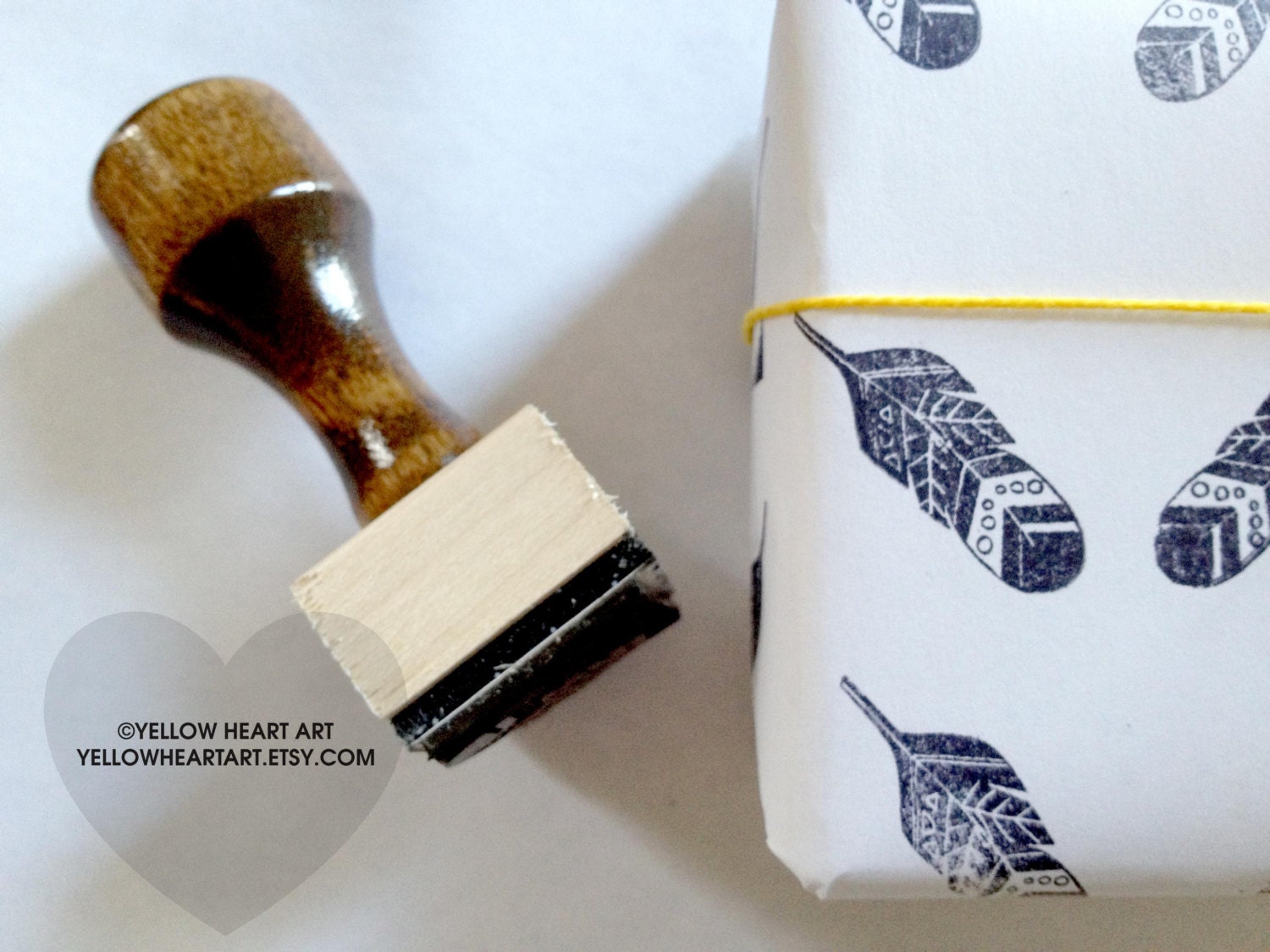 SAMPLE SALE Geometric Feather Stamp for your Wedding, Scrap Book, Note Cards or Shop by Yellow Heart Art
