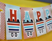 INSTANT DOWNLOAD - DIY printable happy birthday banner - choo choo train