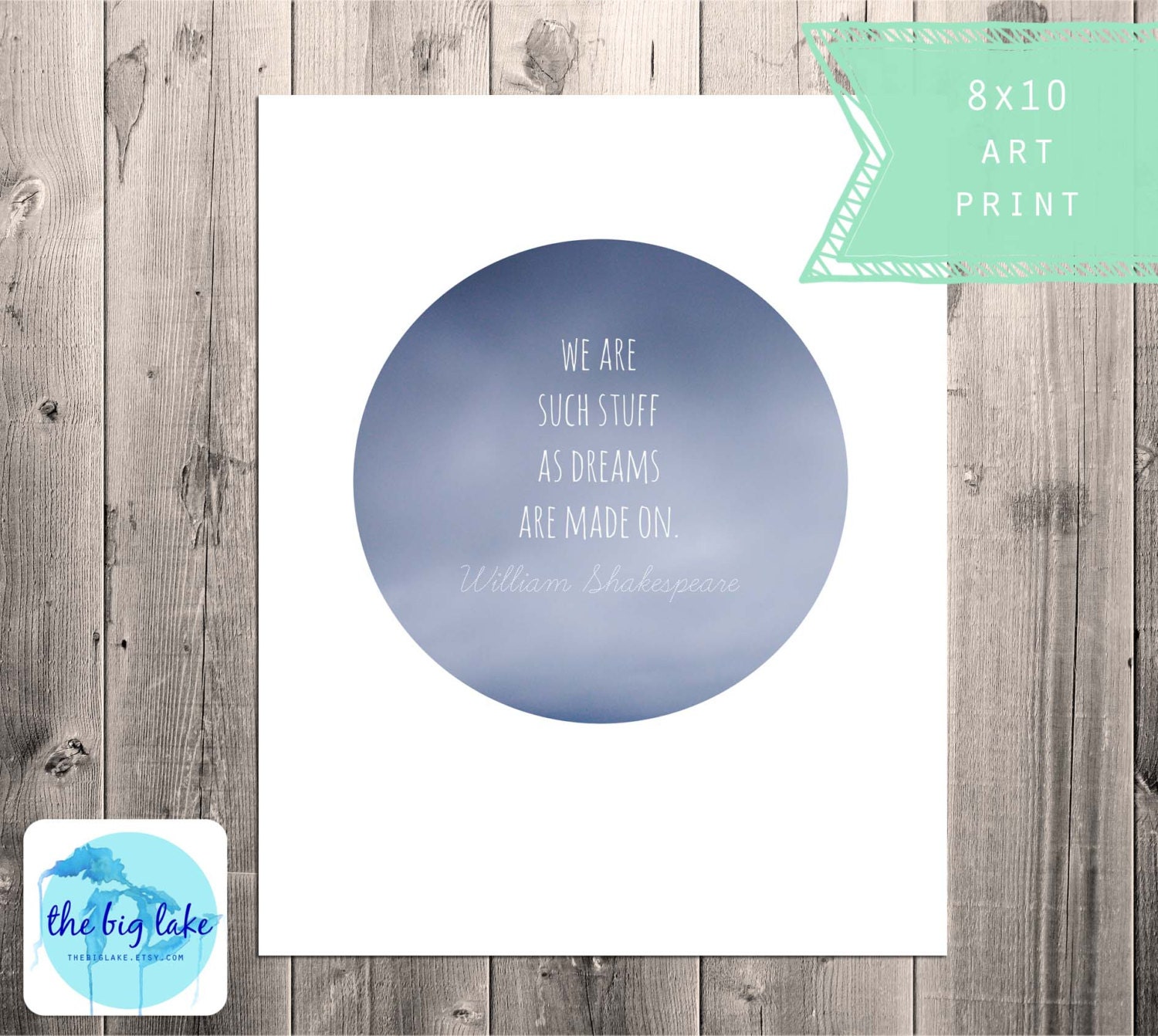 We Are Dreams print - Shakespeare Quote - Literature - Book - Illustrated Quote - Cloudy - Soft - Inspiration