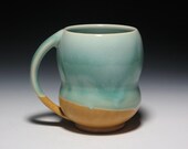 Pottery Mug 12 oz. Ceramic Handmade Coffee Tea Turquoise, Green, Orange