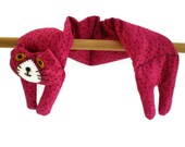 Flat Cat Rice Heat Cold Pack Microwavable for Neck Head Shoulders Dark Pink with Black Spots Cat
