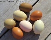 6 Hand Blown Multiple Colors Chicken Eggs