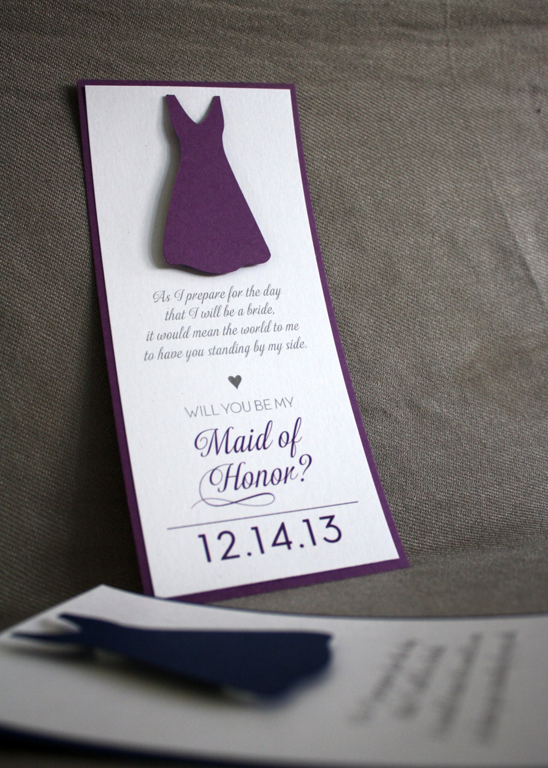 Extra Card(s) - Will You Be My Bridesmaid - Maid of Honor Cards - with Dress - Your Colors and Date