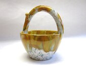 Italian Pottery Basket Dish Italy Signed Handpainted Dripware