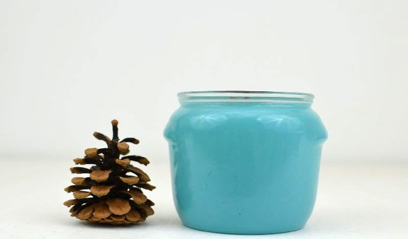 Vintage Turquoise Reuse Recycle Handmade Candle Glass Jar