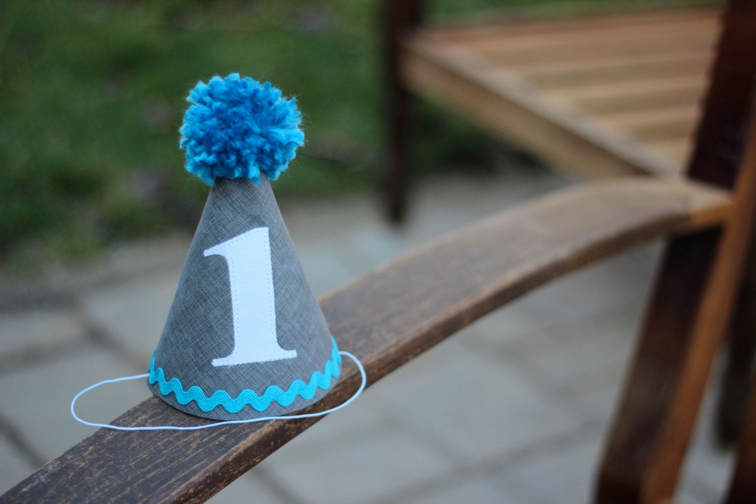 Custom Birthday Hat First Birthday Party White Gray Blue Aqua Turquoise 1st Birthday Outfit Toddler Baby Boy or Girl