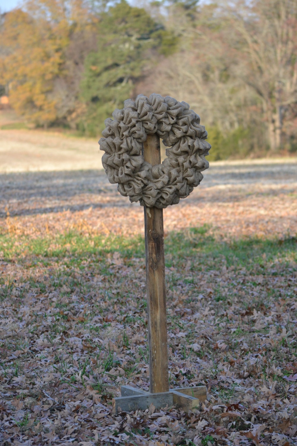 Natural Burlap Bubble Wreath 22" wide