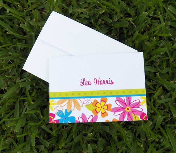 Personalized Flower Notecards Printable - You pick folded size - Personalized Stationary Il_570xn