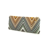 Wedding Clutch Missoni Fabric Yellow Green Cosmetic Bag Mother of the Bride Gift, Mother of the Groom Gift