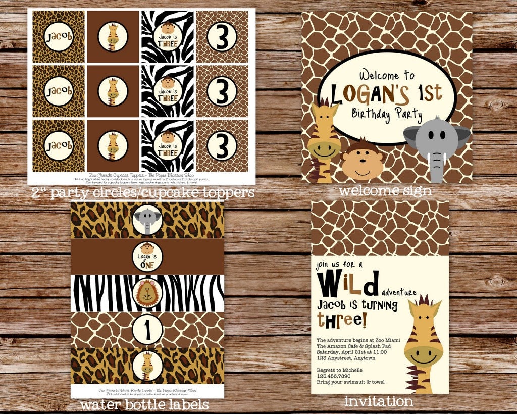 Printable Zoo Birthday Party Package Il_570xn