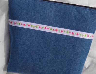 CLEARANCE Large Denim Cosmetic Bag or Baby Supplies Organizer, ready to ship
