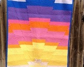 Sunrise Baby Quilt or Wall Hanging for boy or girl, bright primary colors