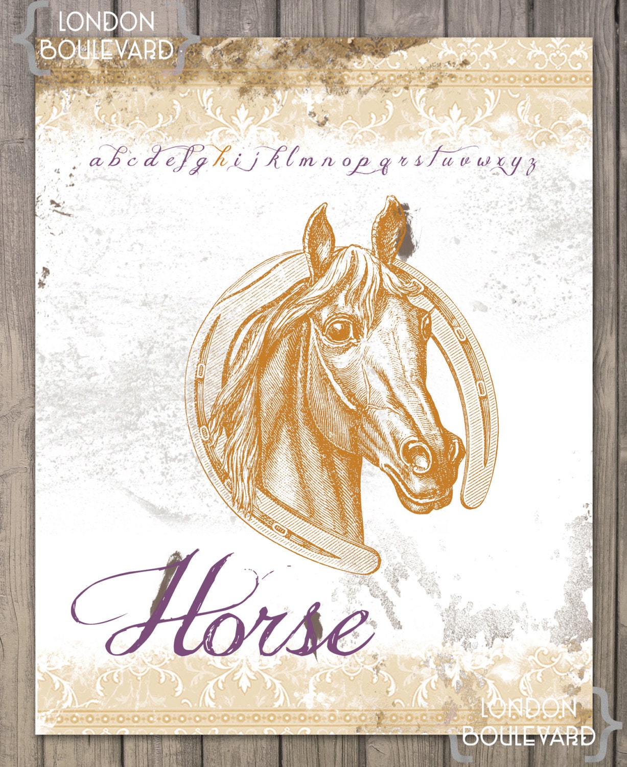 ABC Horse Digital Print for Nursery/Home - 8x10